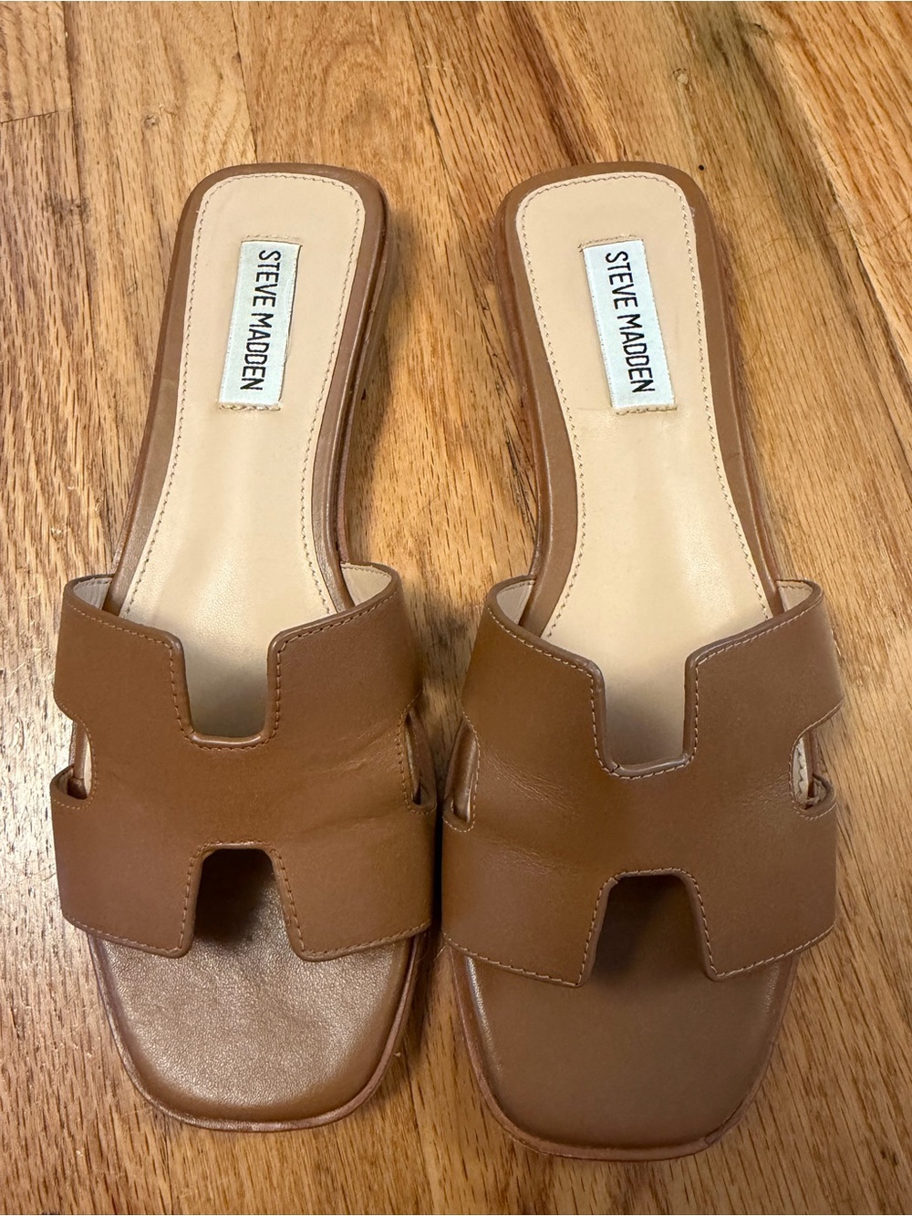 Steve Madden Tan Leather Slide Mules
